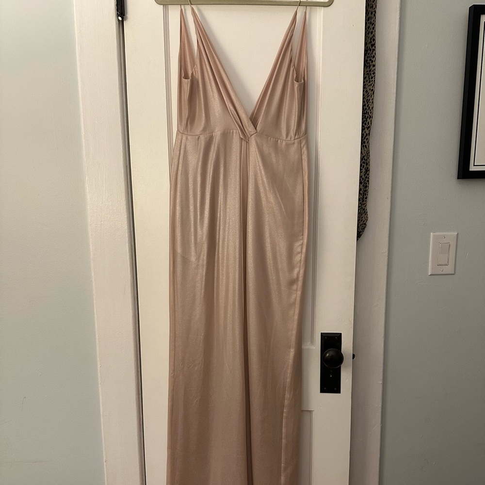 NWT Metallic Chiffon Tie Back Jumpsuit - Picture 3 of 5